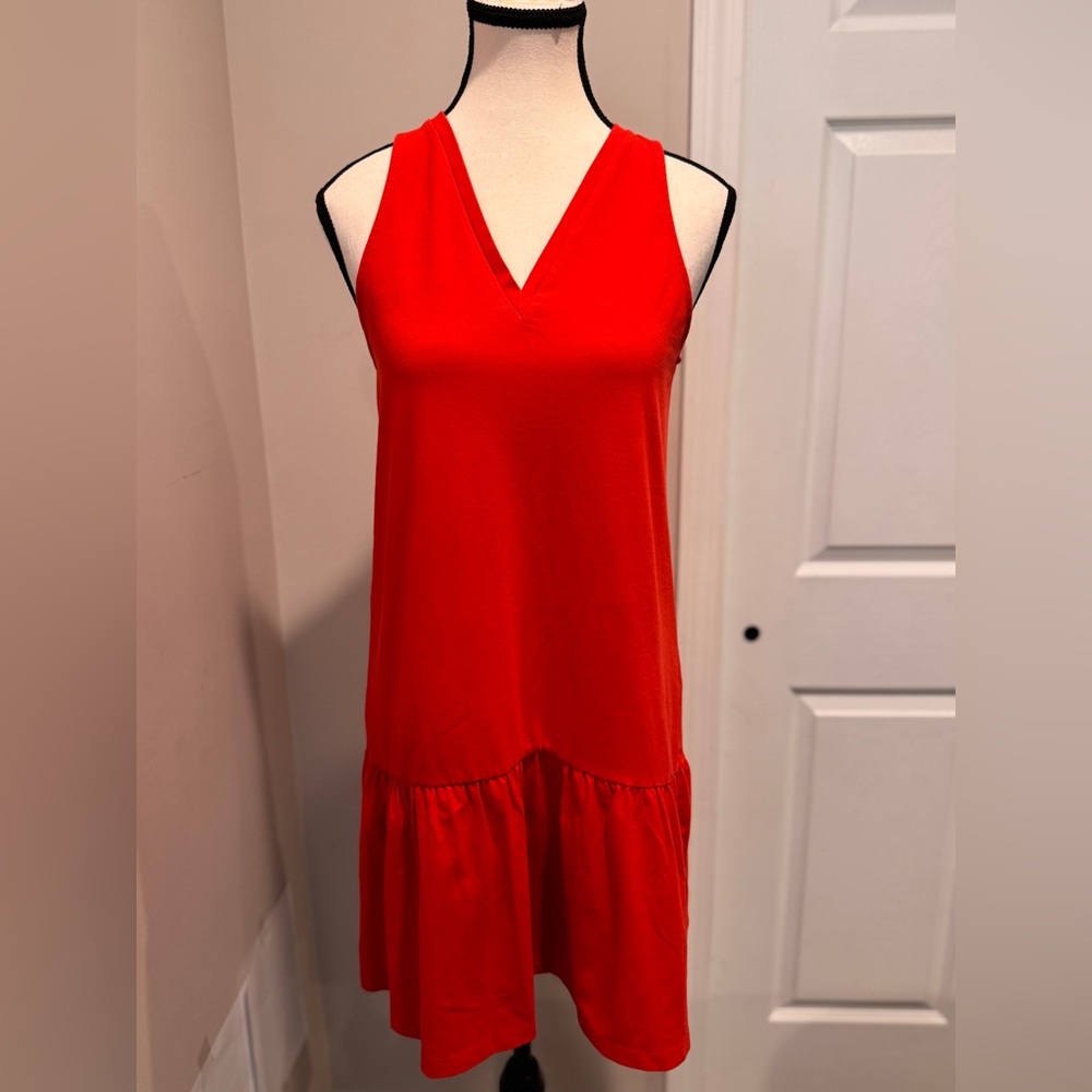 A New Day Vibrant Red Midi Dress With Ruffles- Size XS